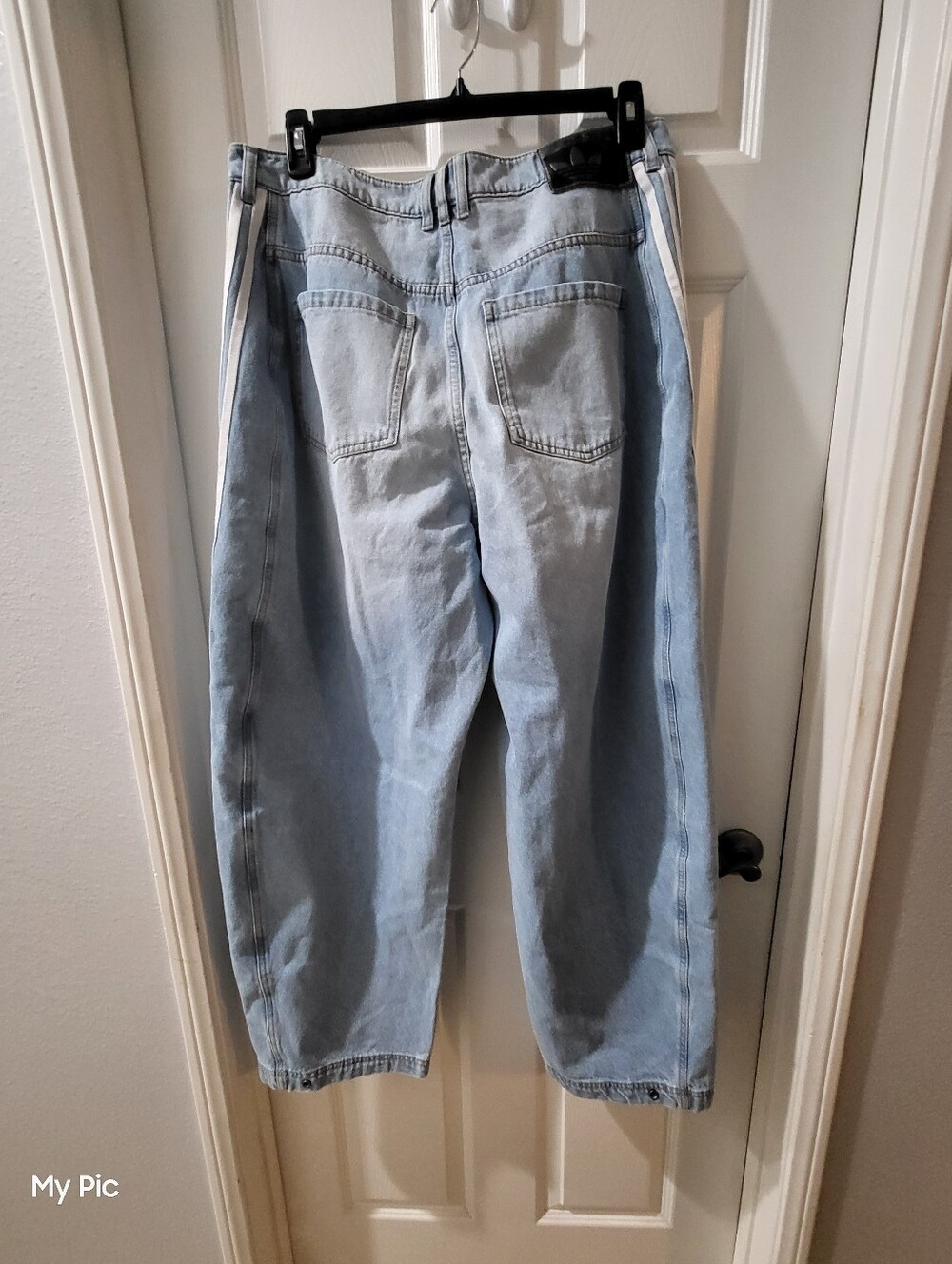 Adidas Women Banana Denim Jeans In Light Denim - Picture 4 of 5